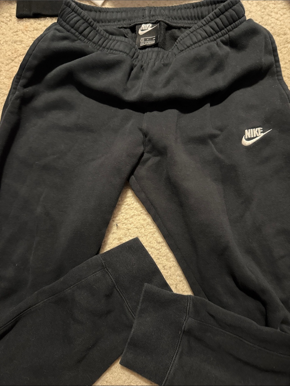 Nike Black Men’s Fleece Joggers with White Swoosh